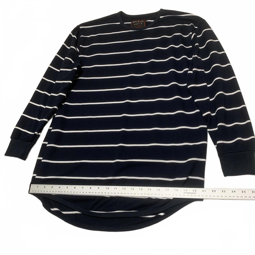 Galaxy Women's Size XXL Navy Blue White Striped Long Sleeve Shirt