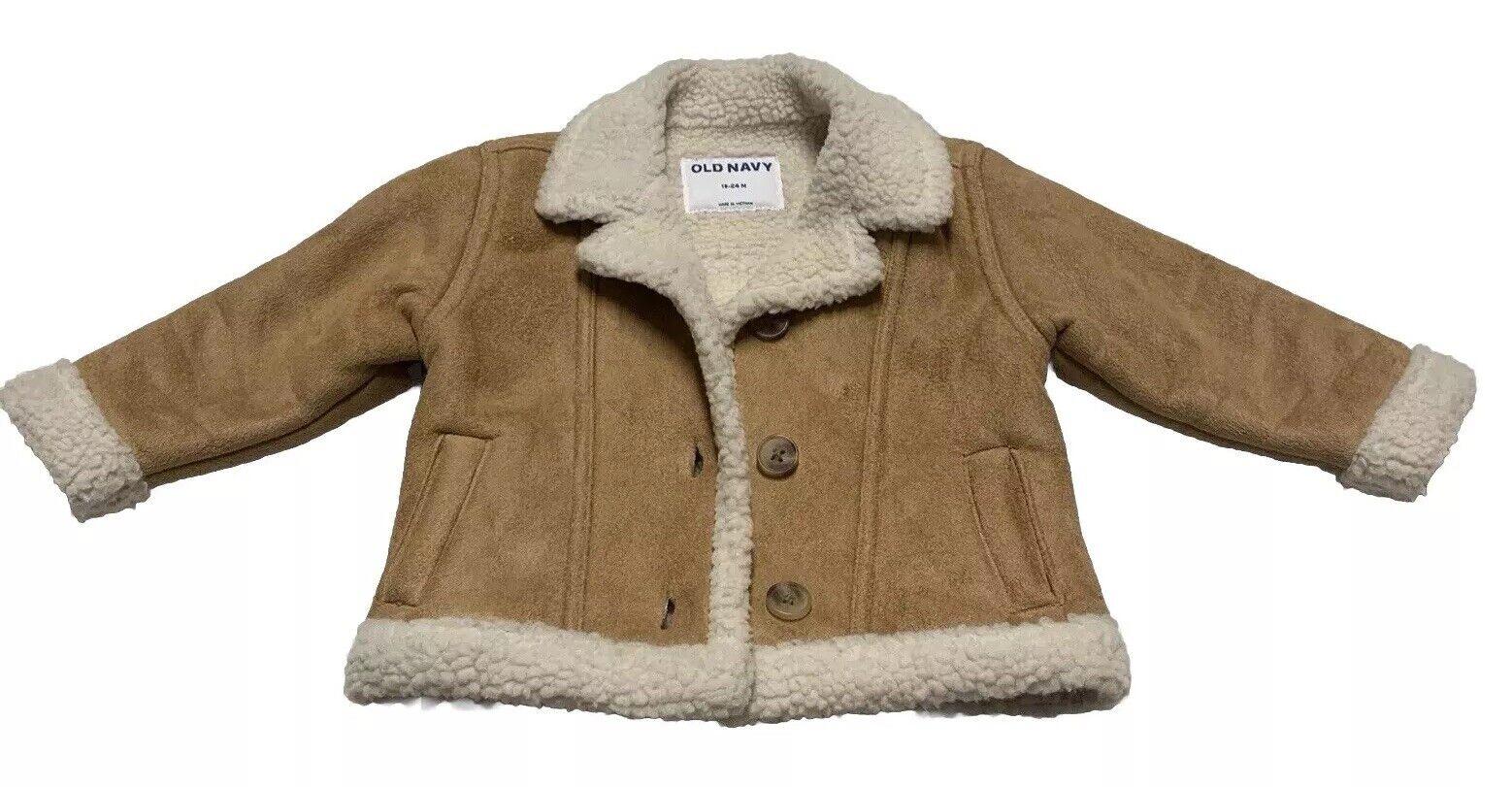 Old Navy Baby Toddler Size 18-24 M Camel Faux Suede Sherpa Coat