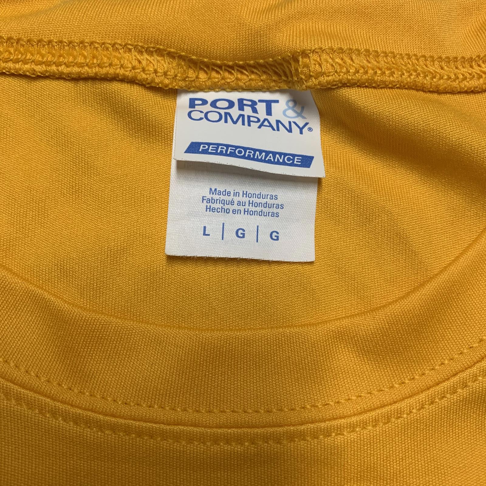 Port & Company Mens Size Large Yellow District 5 Hockey Captain's Tee Shirt