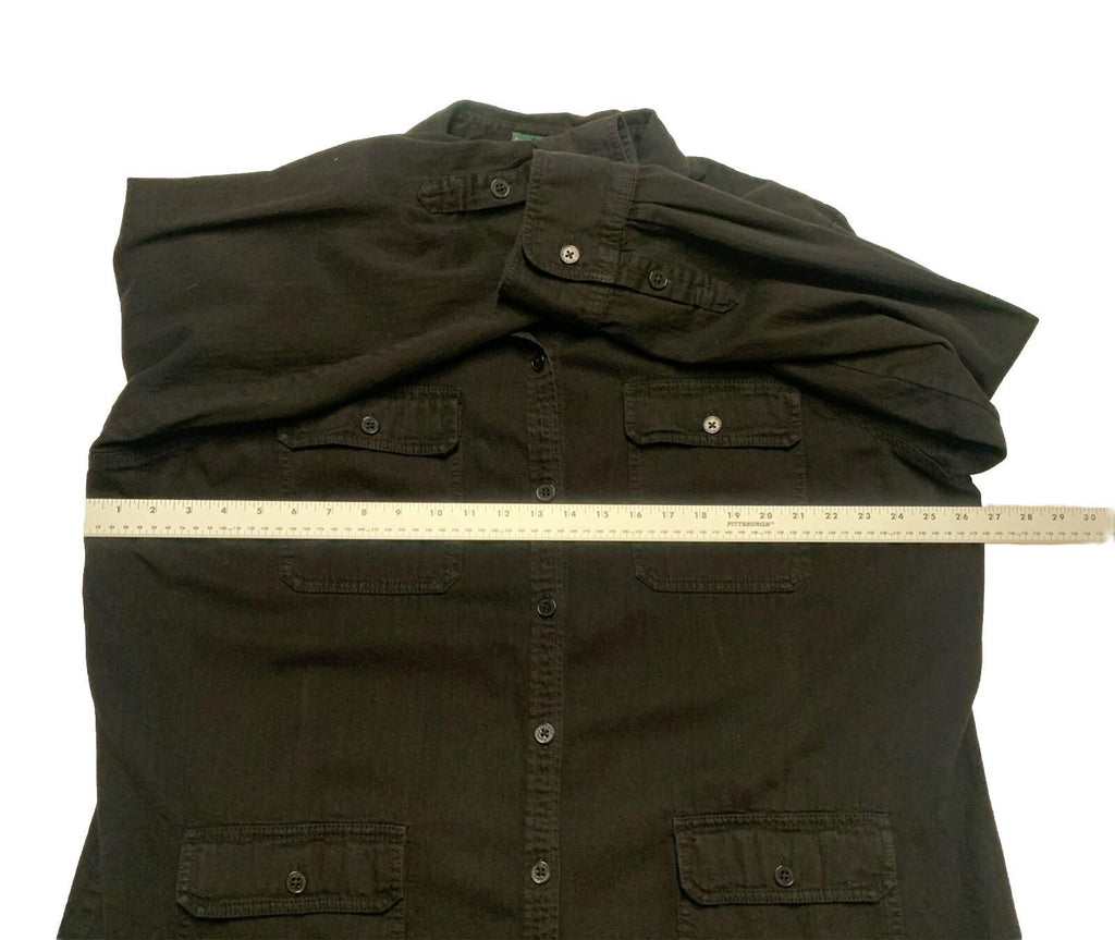 Lauren Jeans Company Mens 3X Black Button Up Military Shirt Shacket 100% Cotton