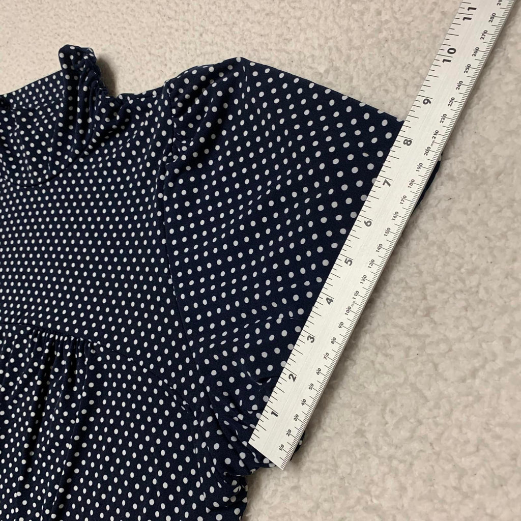 Dressbarn Women's Size 3X Navy White Polka Dot Blouse USA