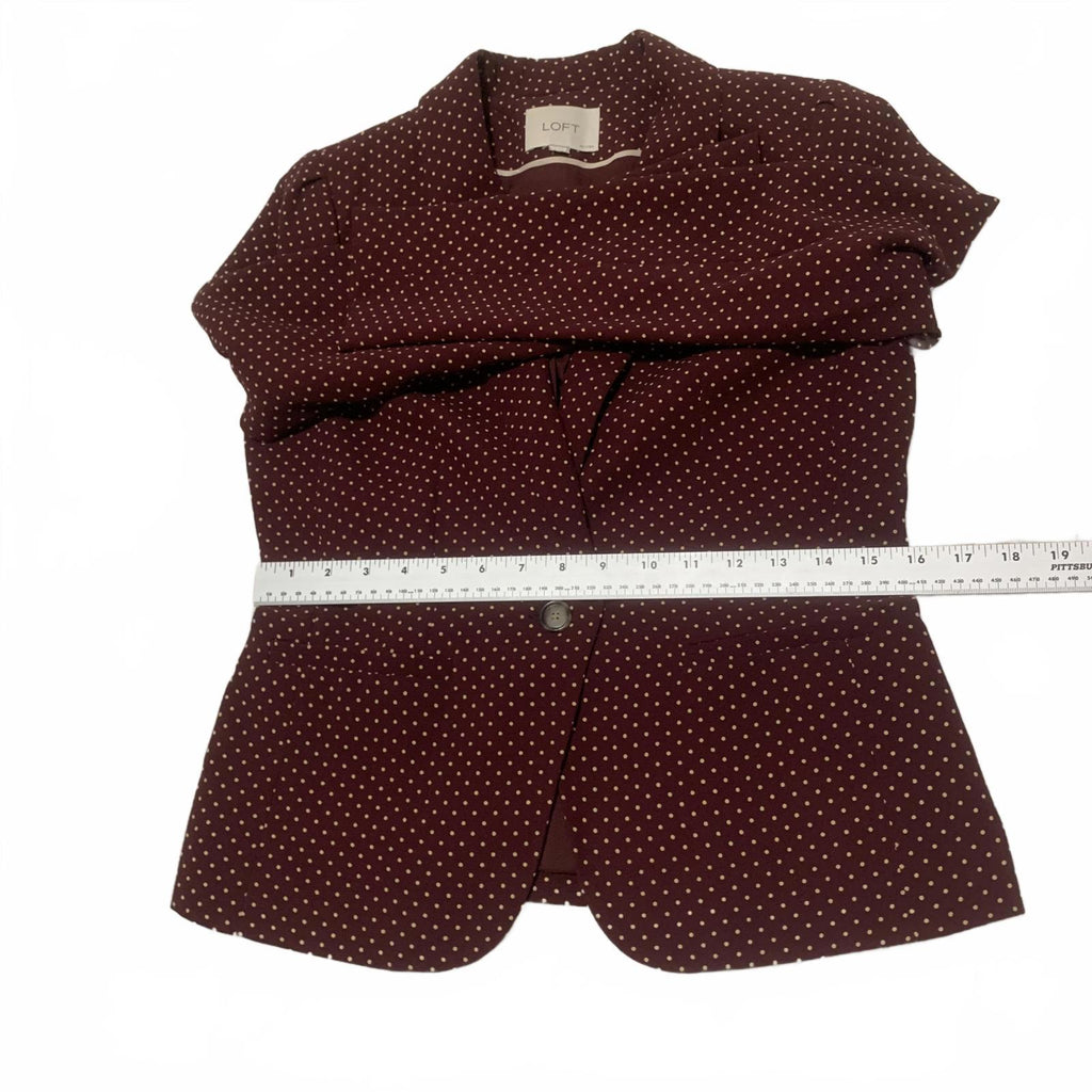 Women's Burgundy Polka Dot Blazer | LOFT Ann Taylor Petite Size S | Professional Work Jacket