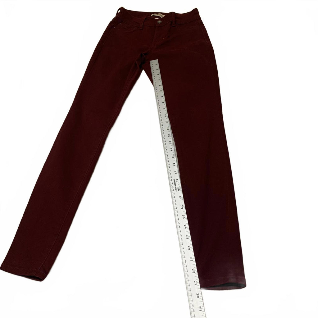 Blue Spice Women's Jeans Size 1  Junior Fit Stretch Skinny Burgundy W26x29.5L