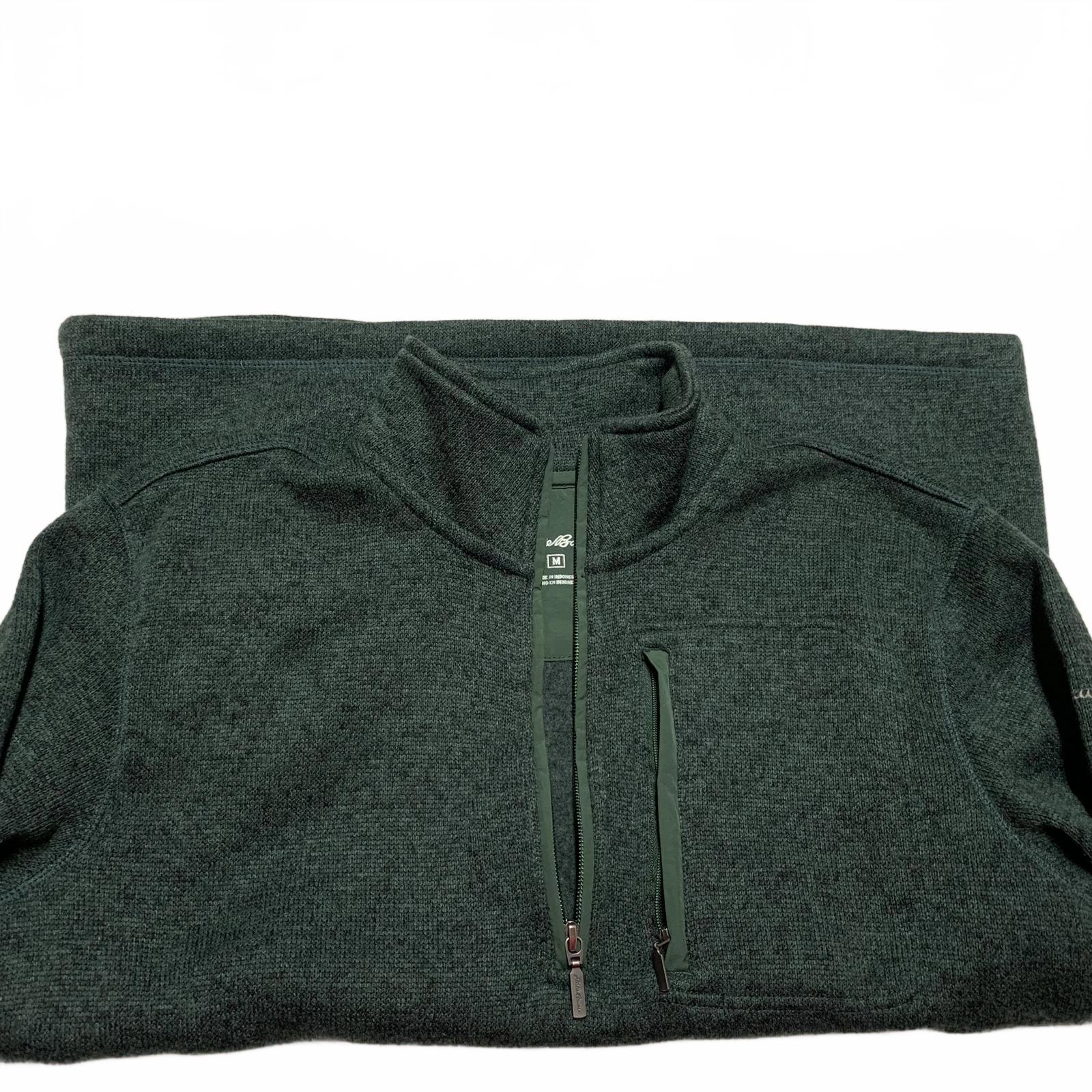 Eddie Bauer Men's Medium Dark Green Quarter Zip Fleece Pullover
