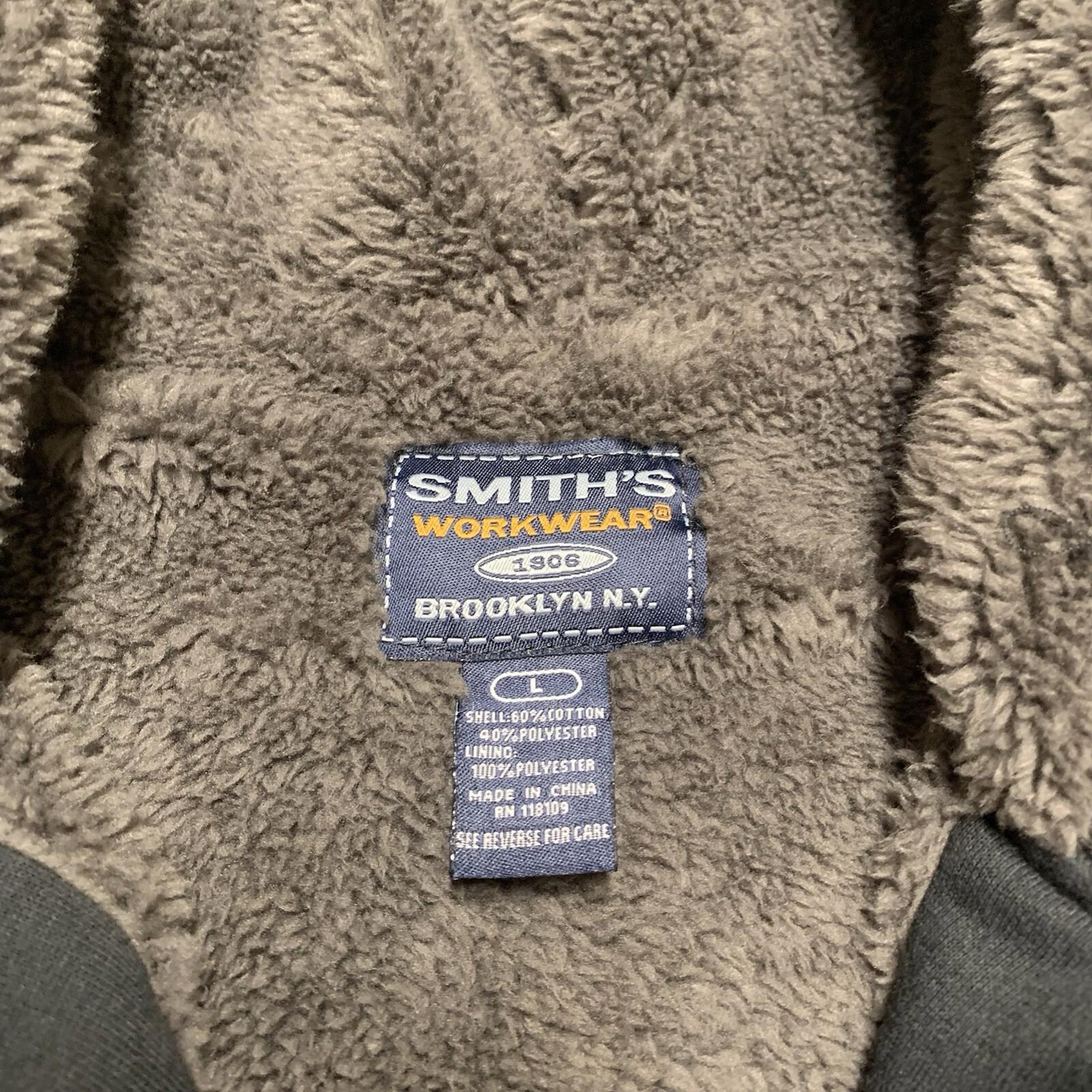 Smith's Work Wear Men's Large Black  Soft Sherpa Lined Hooded Sweater Jacket