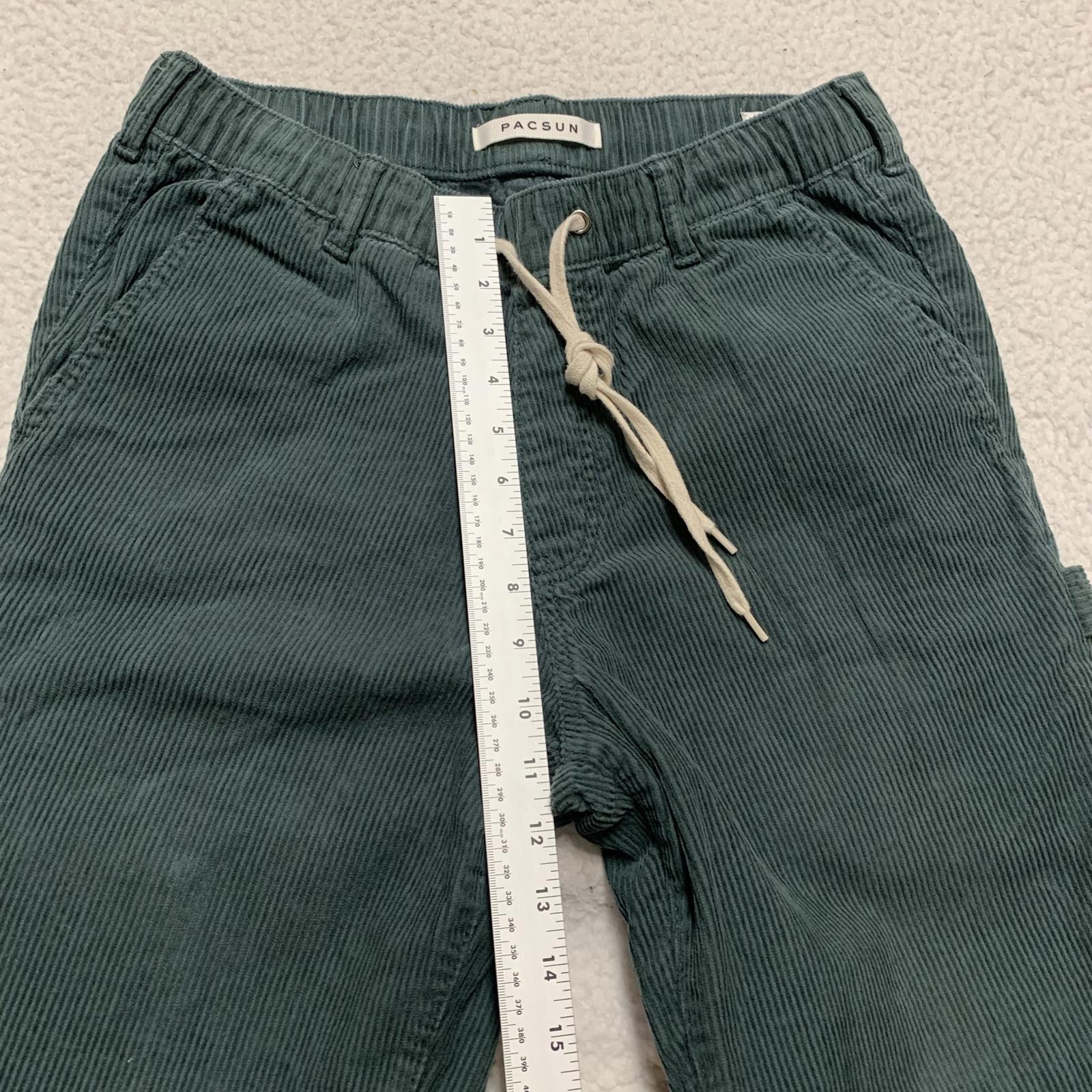 Pacsun Women's Size S Green Loose Fit Elastic Waist Corduroy Pants 30 X 28.75