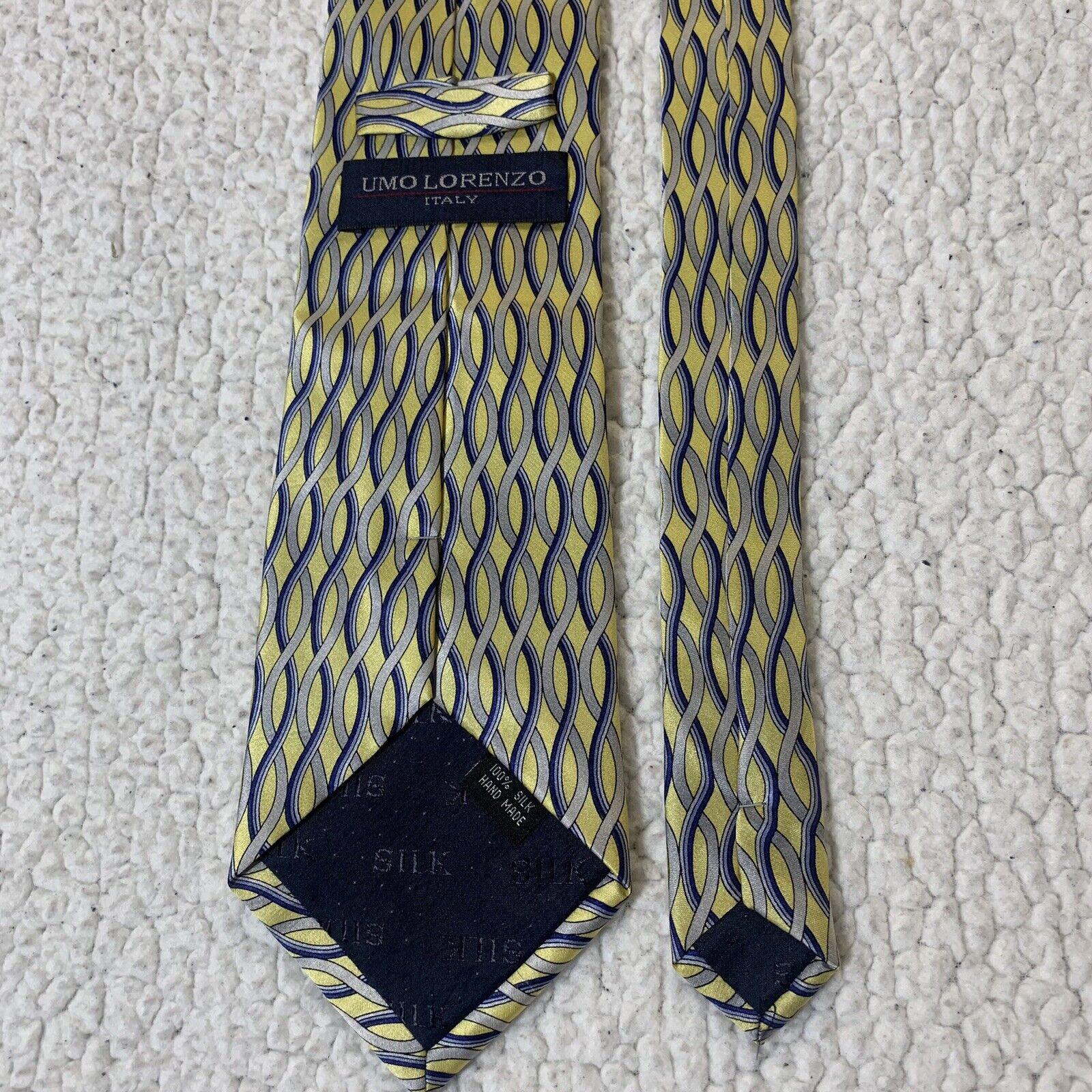Umo Lorenzo Men's Tie Yellow Blue Grey Italian Design