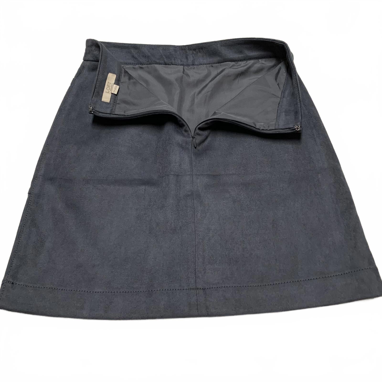 LOFT Petite Sze 00 Petite Suede Mini Skirt Zipper Pockets Charcoal Gray W 26.5
