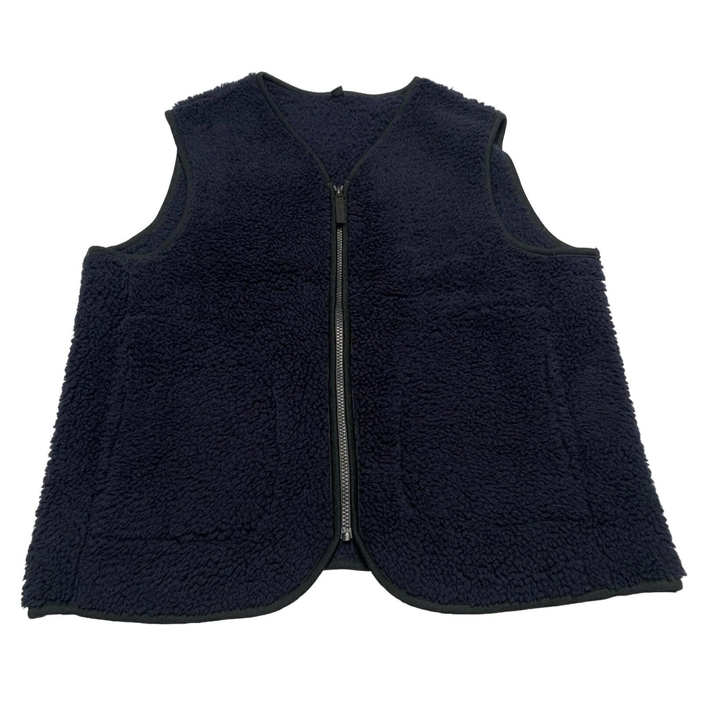 UNIQLO Women's Small Navy Vest V-Neck Full Zip Teddy Fleece Jacket Faux Sherpa