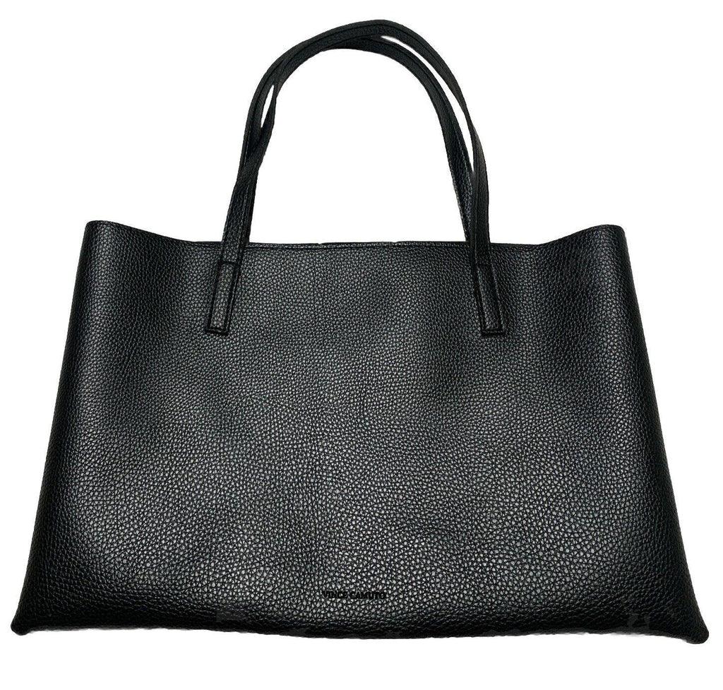 Vince Camuto Women’s Black Gray Stripe Pebbled Soft Vegan Leather Tote Bag