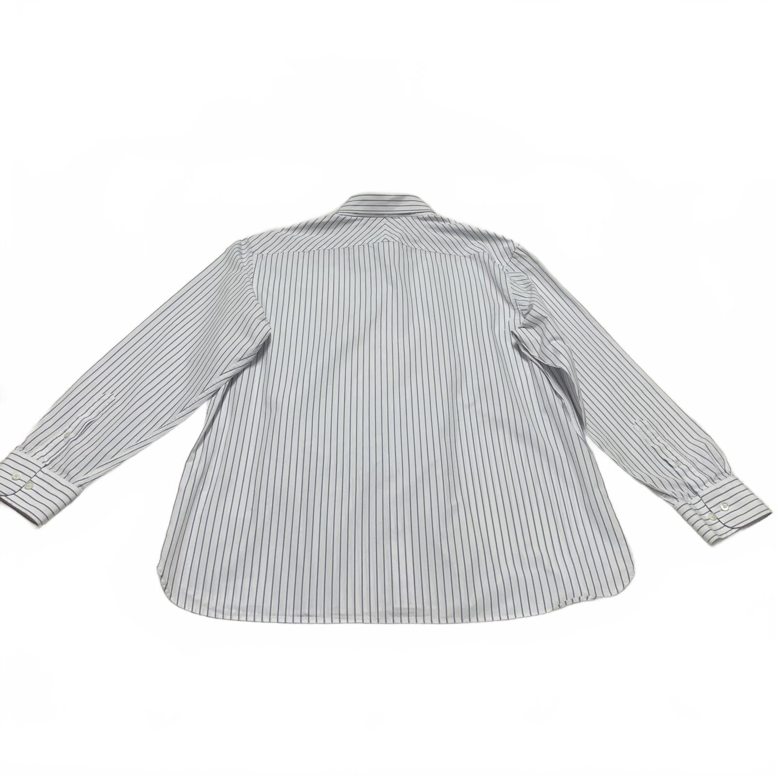 Banana Republic Men's Size XL Slim Fit White Blue Striped Button-Up Shirt