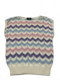 Vintage 80s Jolie New York Women's Pastel  Sweater Vest Chevron Pattern