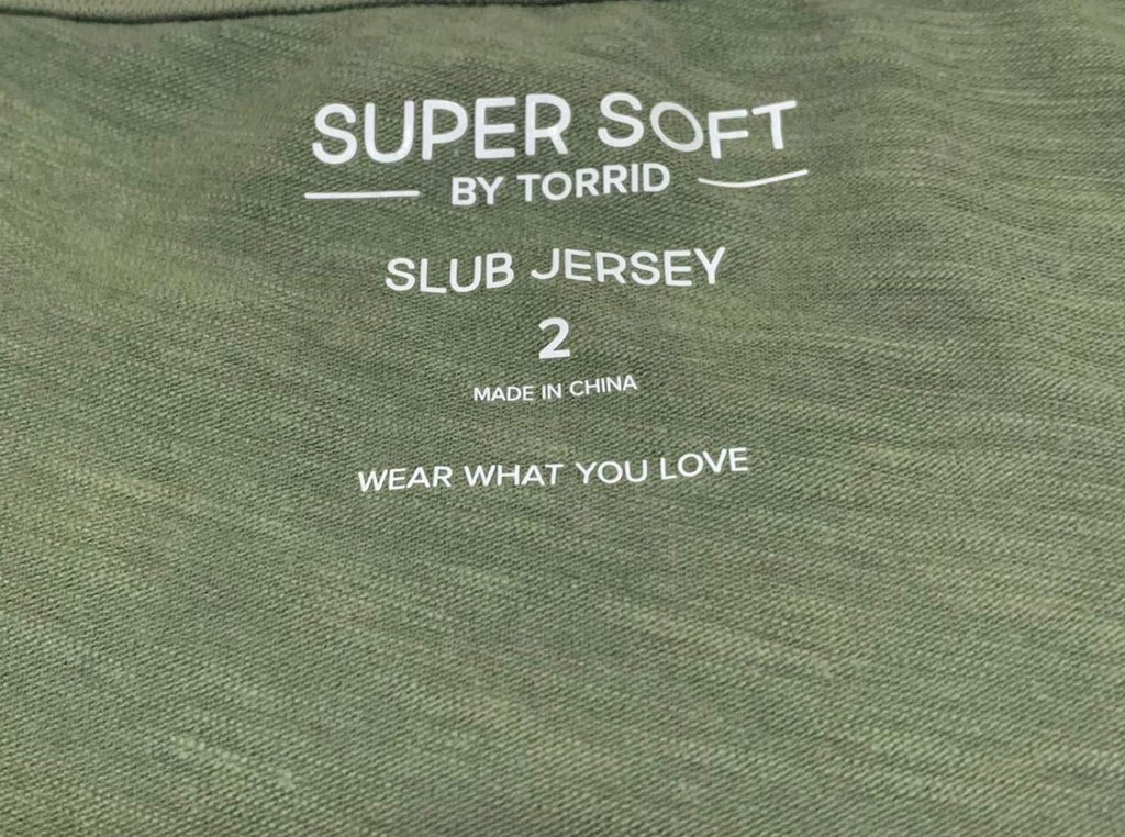 Torrid Super Soft Slub Jersey Women's Top Size 2 Olive Green