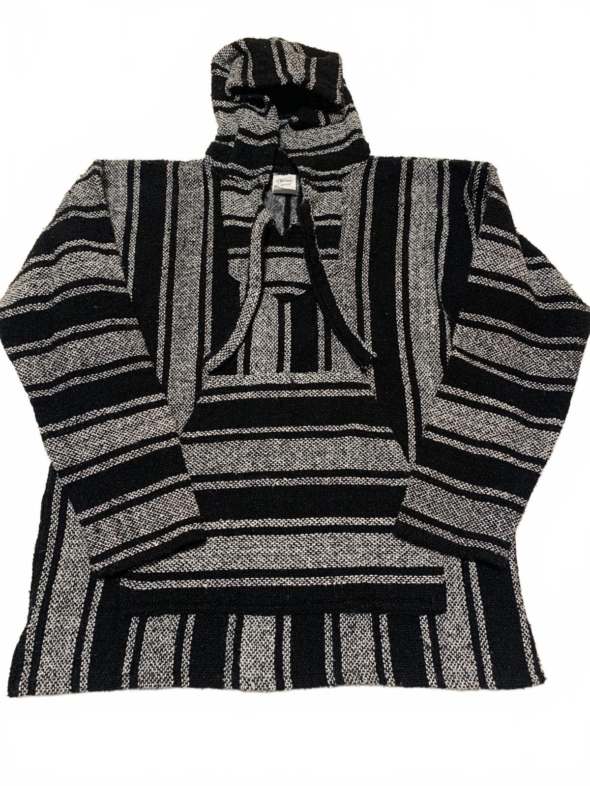 La Montaña Especial Men's Size XL Black White Striped Hoodie XL Mexico