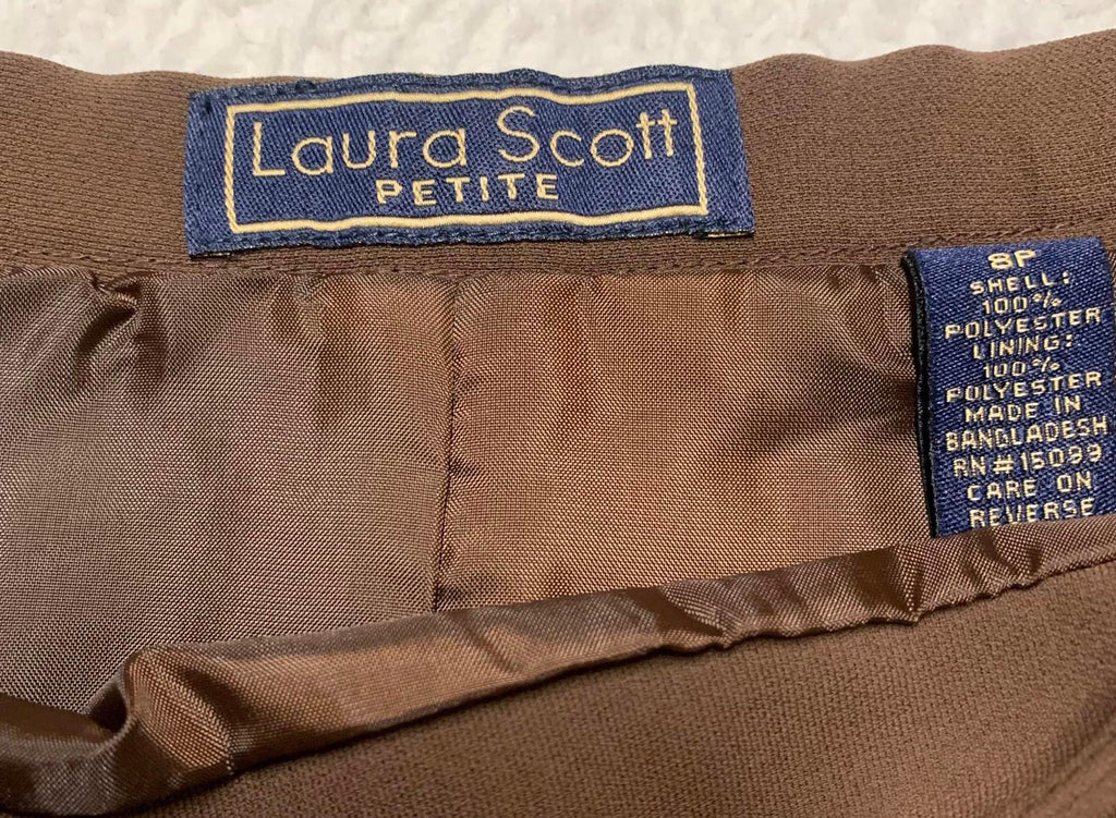 Laura Scott Women's Size Small 8 Petite Brown A-Line Skirt 28 Waist