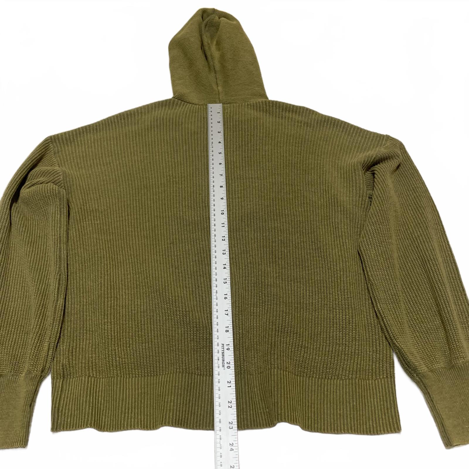 Sonoma Women's Size M Olive Green Knit Hoodie Button Detail