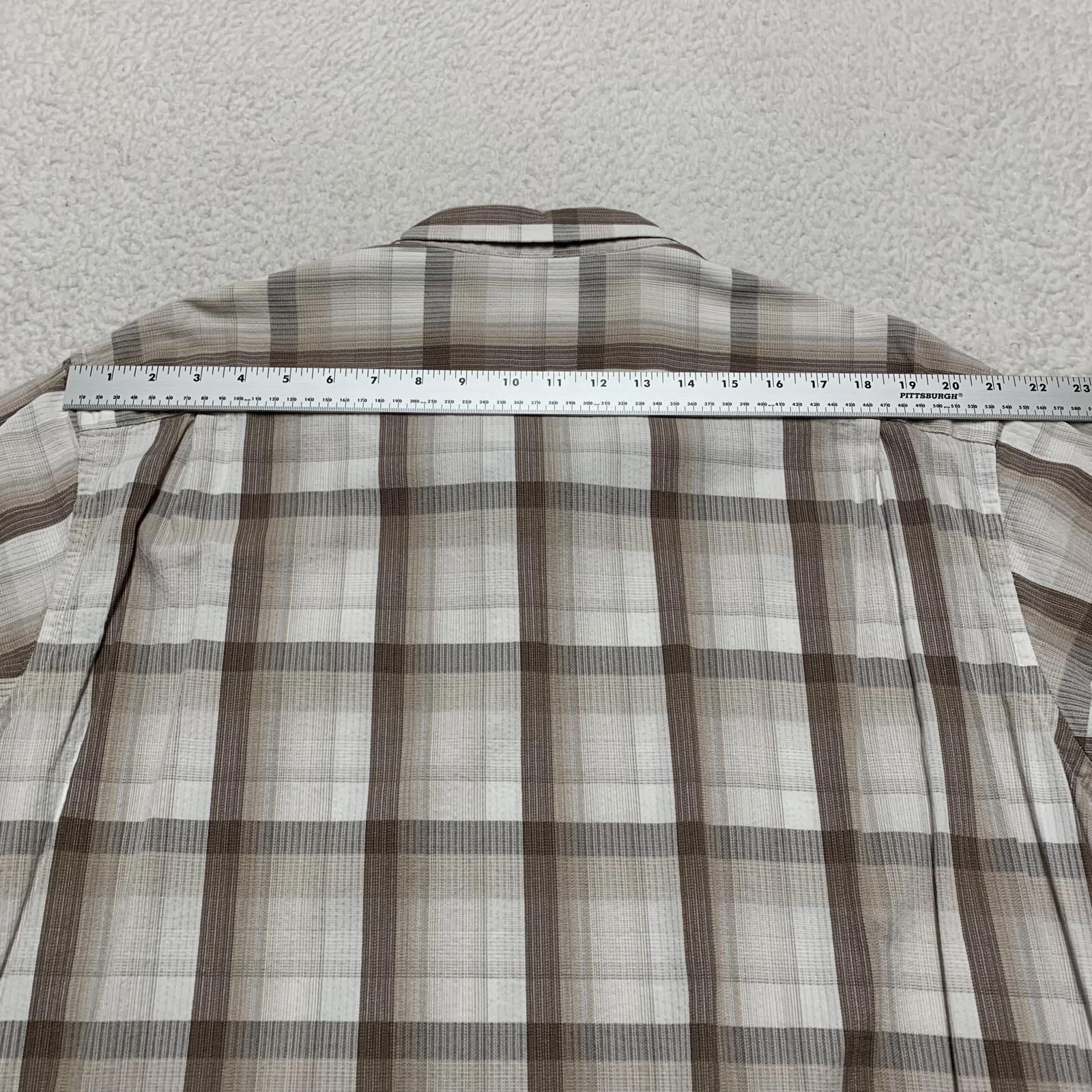 Van Heusen Mens Size XXL Beige Plaid Short Sleeve Button Shirt