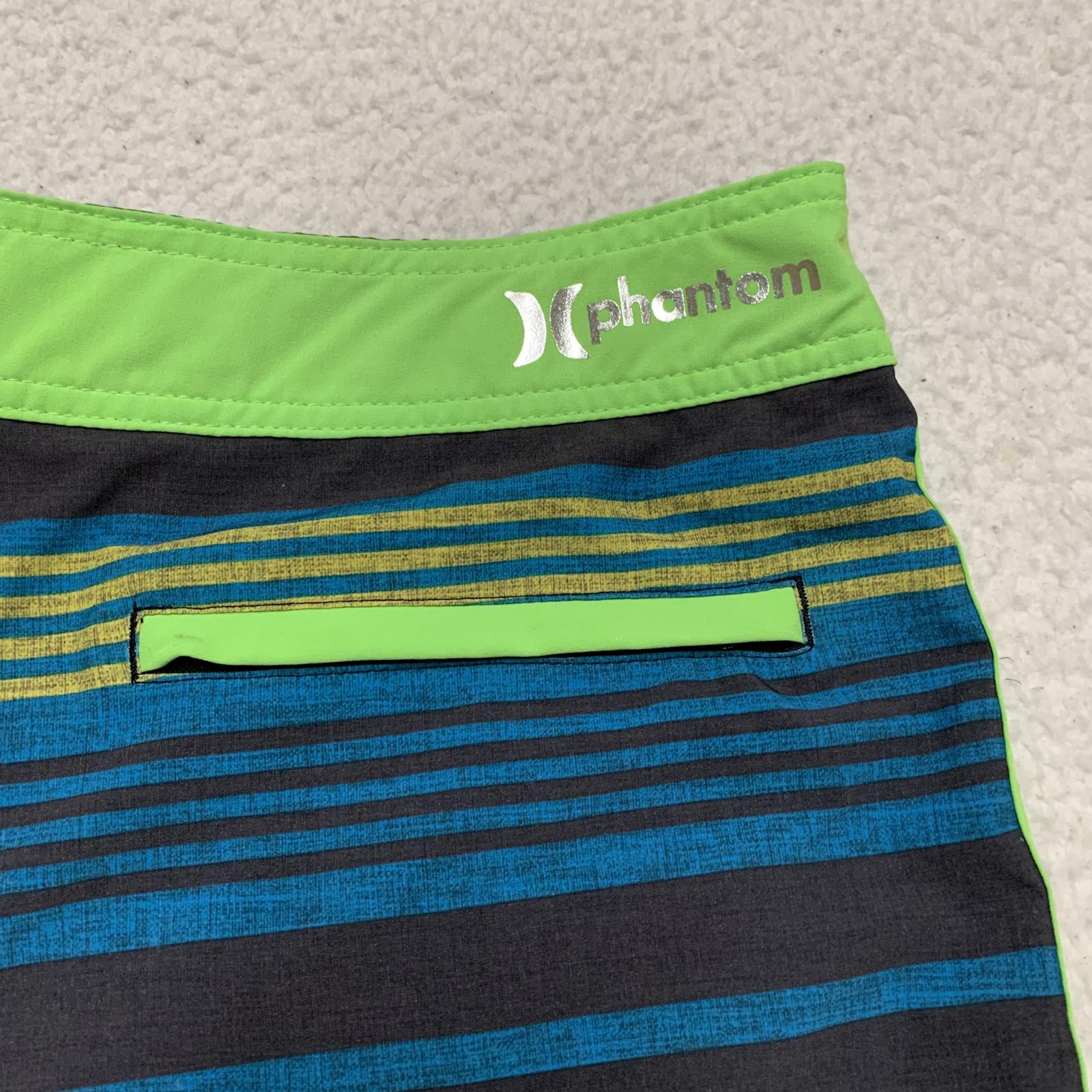 Hurley Men's Sz 32 Striped Blue Green Surf Board Shorts W33