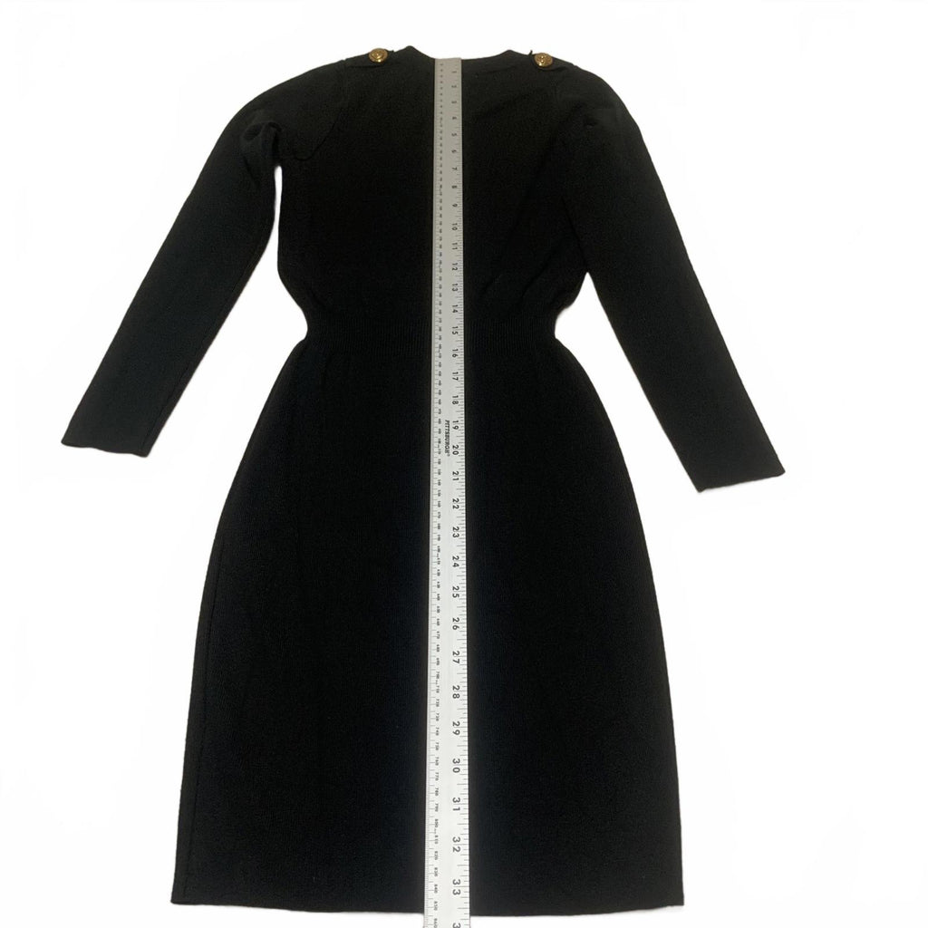 Moocci Paris Women's Size S/M Black Long Sleeve Button Front Stretch Dress