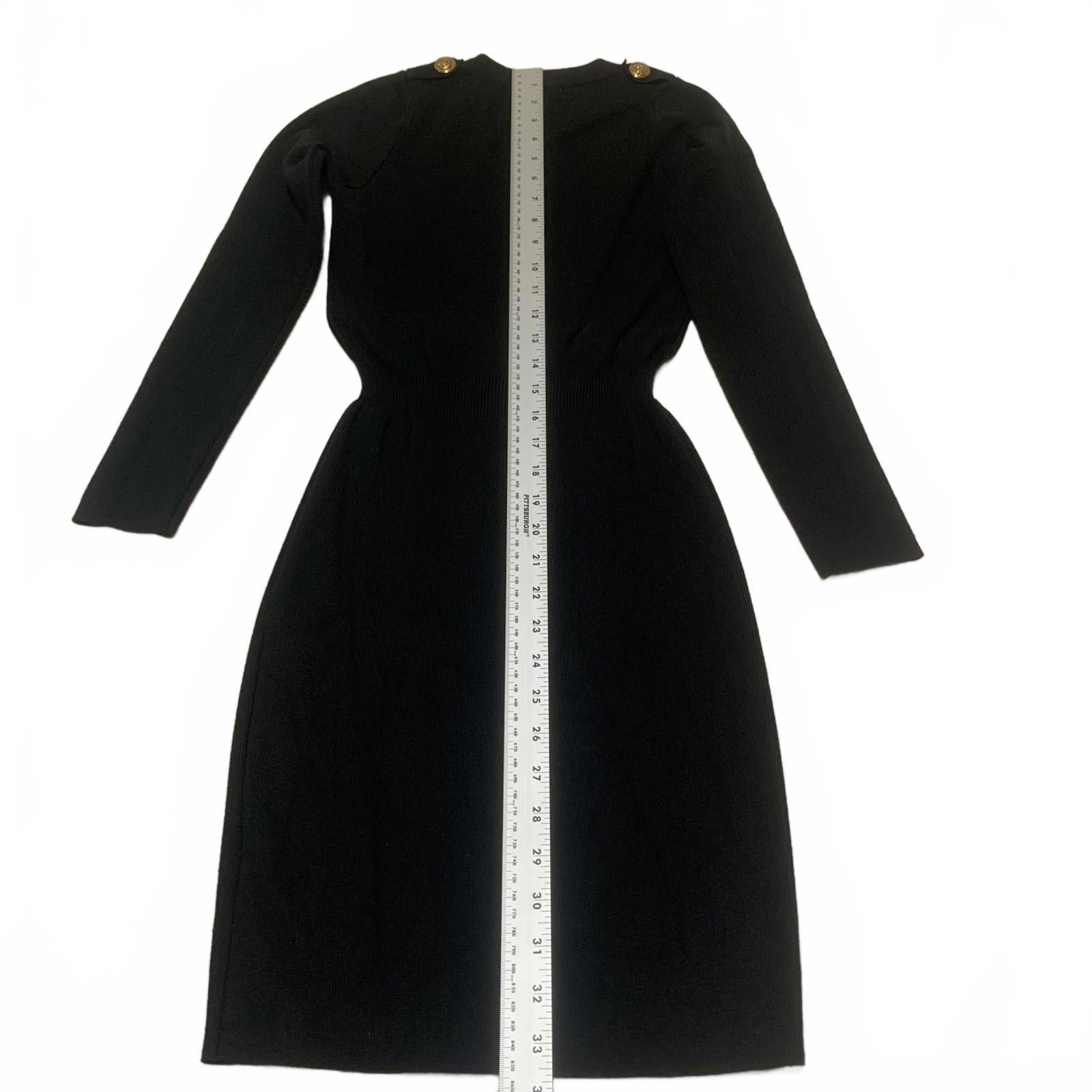 Moocci Paris Women's Size S/M Black Long Sleeve Button Front Stretch Dress