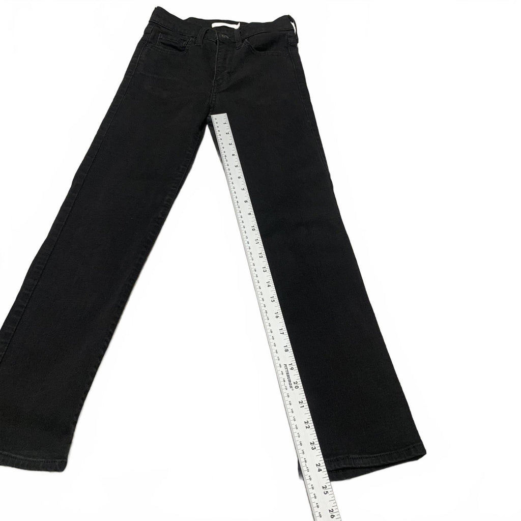 Levi's 724 Women's Size 24 Black High Rise Straight Crop Leg Jeans 23.5x 24L