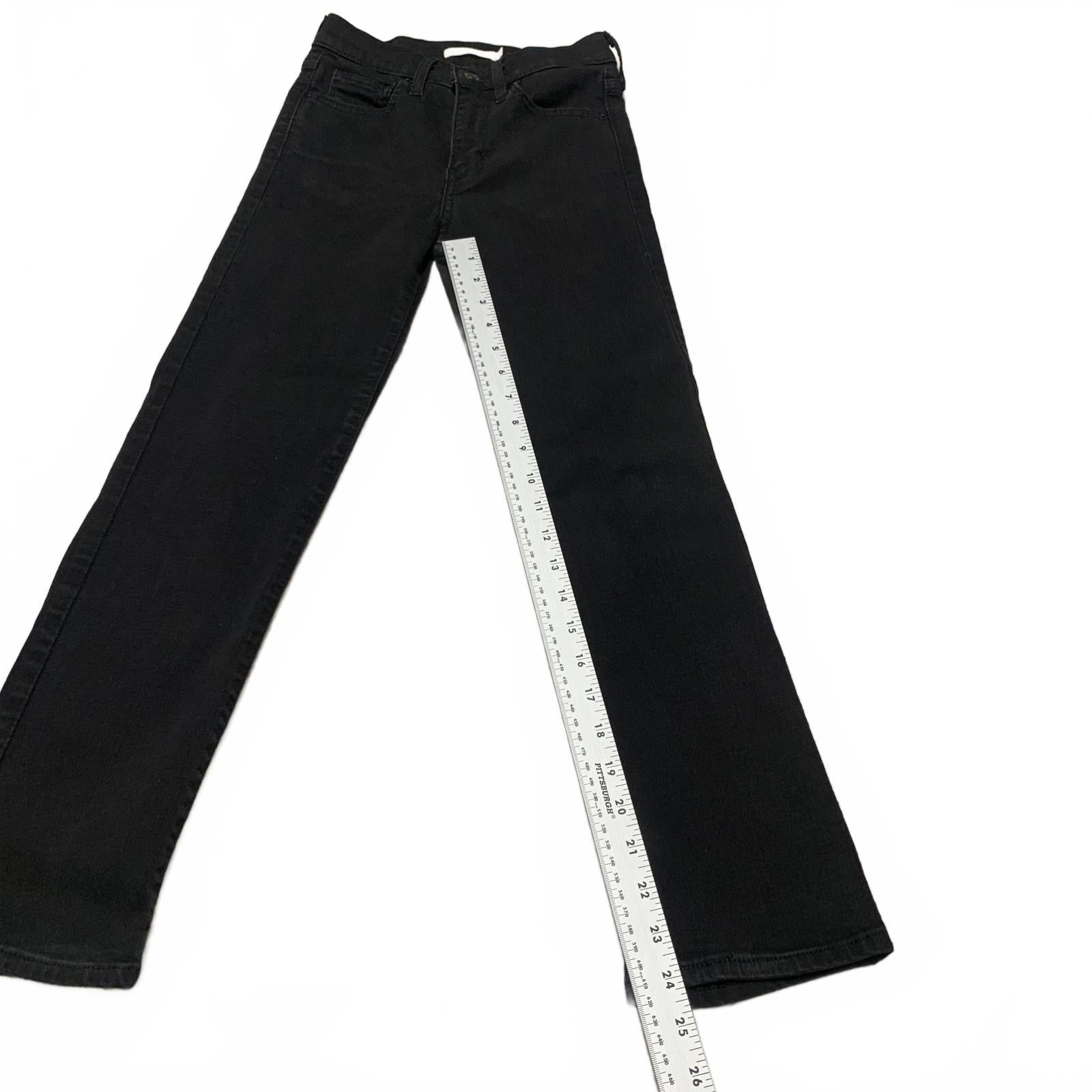 Levi's 724 Women's Size 24 Black High Rise Straight Crop Leg Jeans 23.5x 24L
