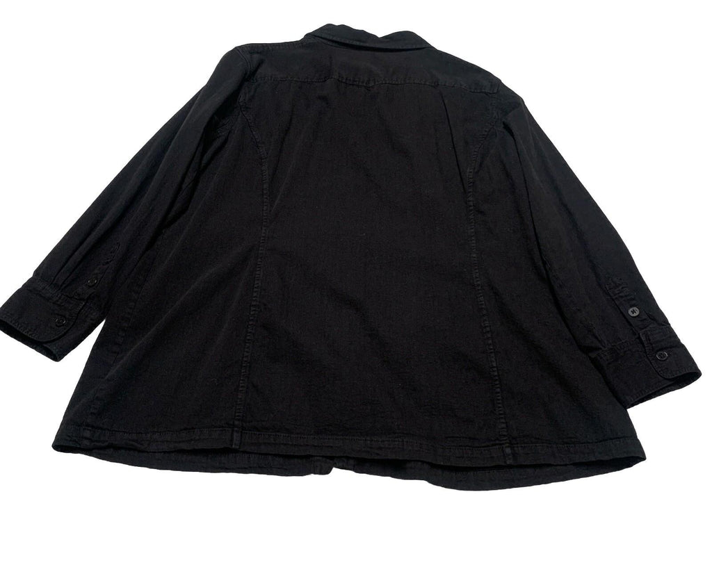 Lauren Jeans Company Mens 3X Black Button Up Military Shirt Shacket 100% Cotton