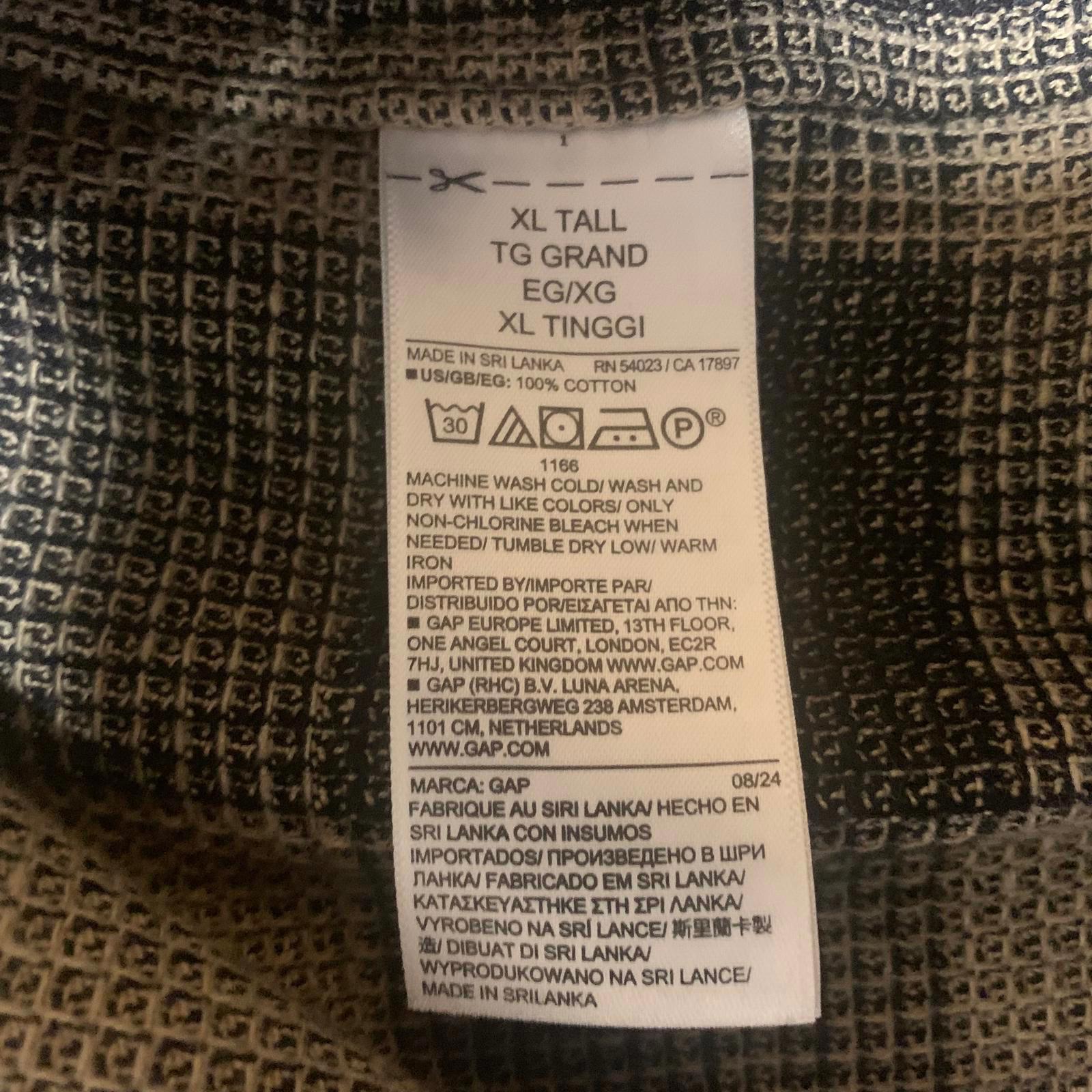 GAP Men's Size XL Tall Olive Black Buffalo Plaid Standard Fit Button-Up Shirt