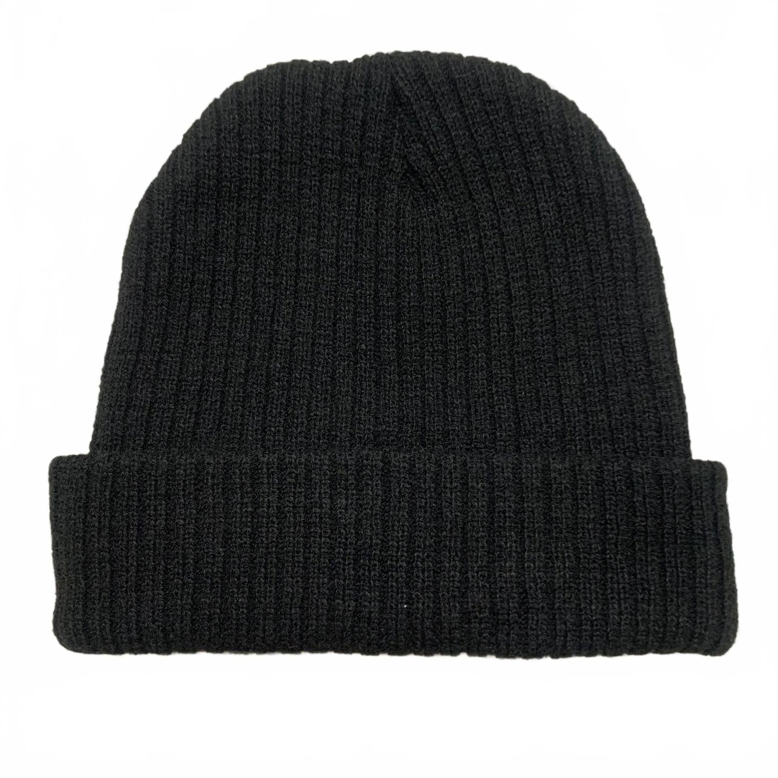 Black Knit Beanie with Logo