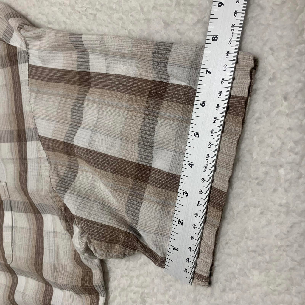 Van Heusen Mens Size XXL Beige Plaid Short Sleeve Button Shirt