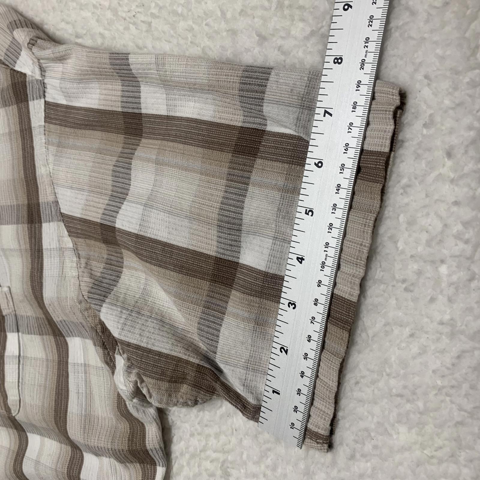 Van Heusen Mens Size XXL Beige Plaid Short Sleeve Button Shirt