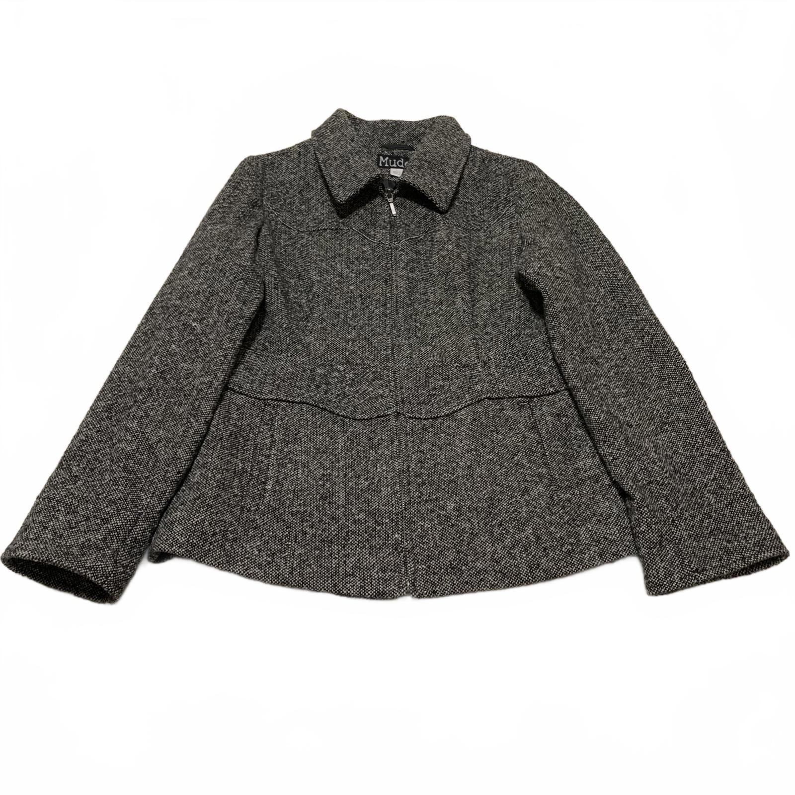 Vintage Mudd Wool Zip Up Coat Gray Size L Made in Ukraine Y2K RN 14981