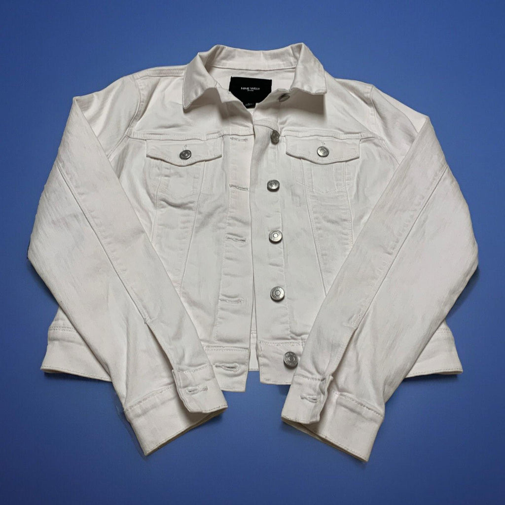 Nine West Jeans Women’s Small White Denim Sarah Jacket Buttons