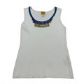 Ruby Rd. Womens Size XL Petite White Ribbed Knit Tank Top Decorative Neckline