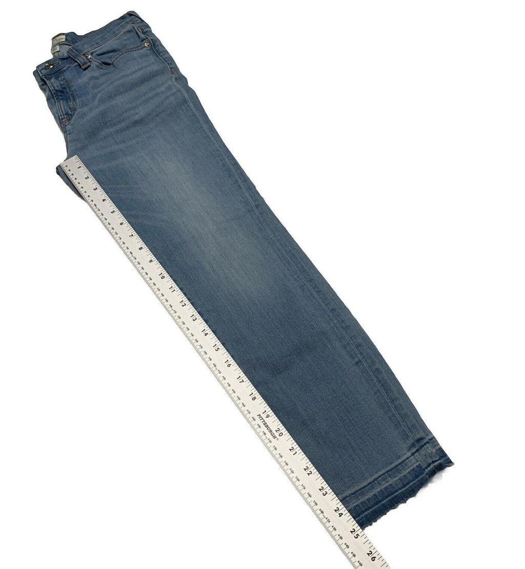 J. Crew Women's Jeans Size 27 Blue Light Wash Denim Skinny Crop Distress Raw Hem