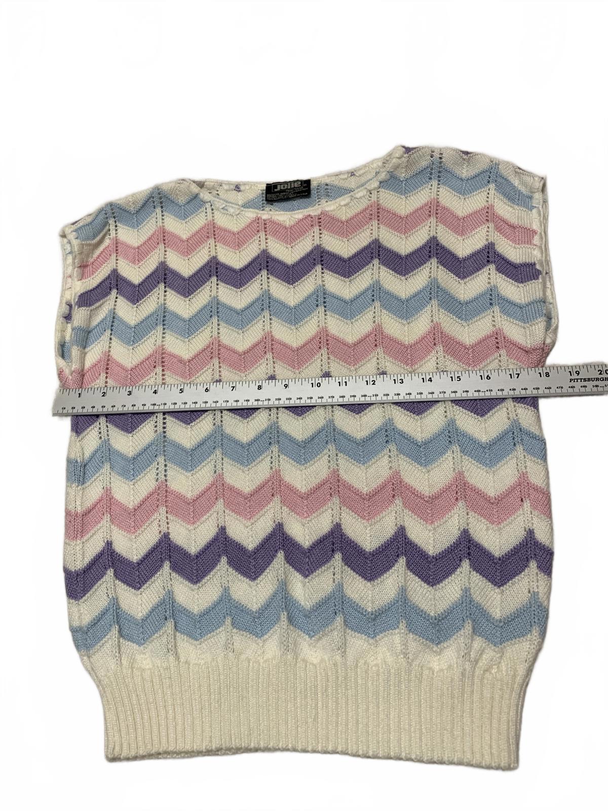 Vintage 80s Jolie New York Women's Pastel  Sweater Vest Chevron Pattern