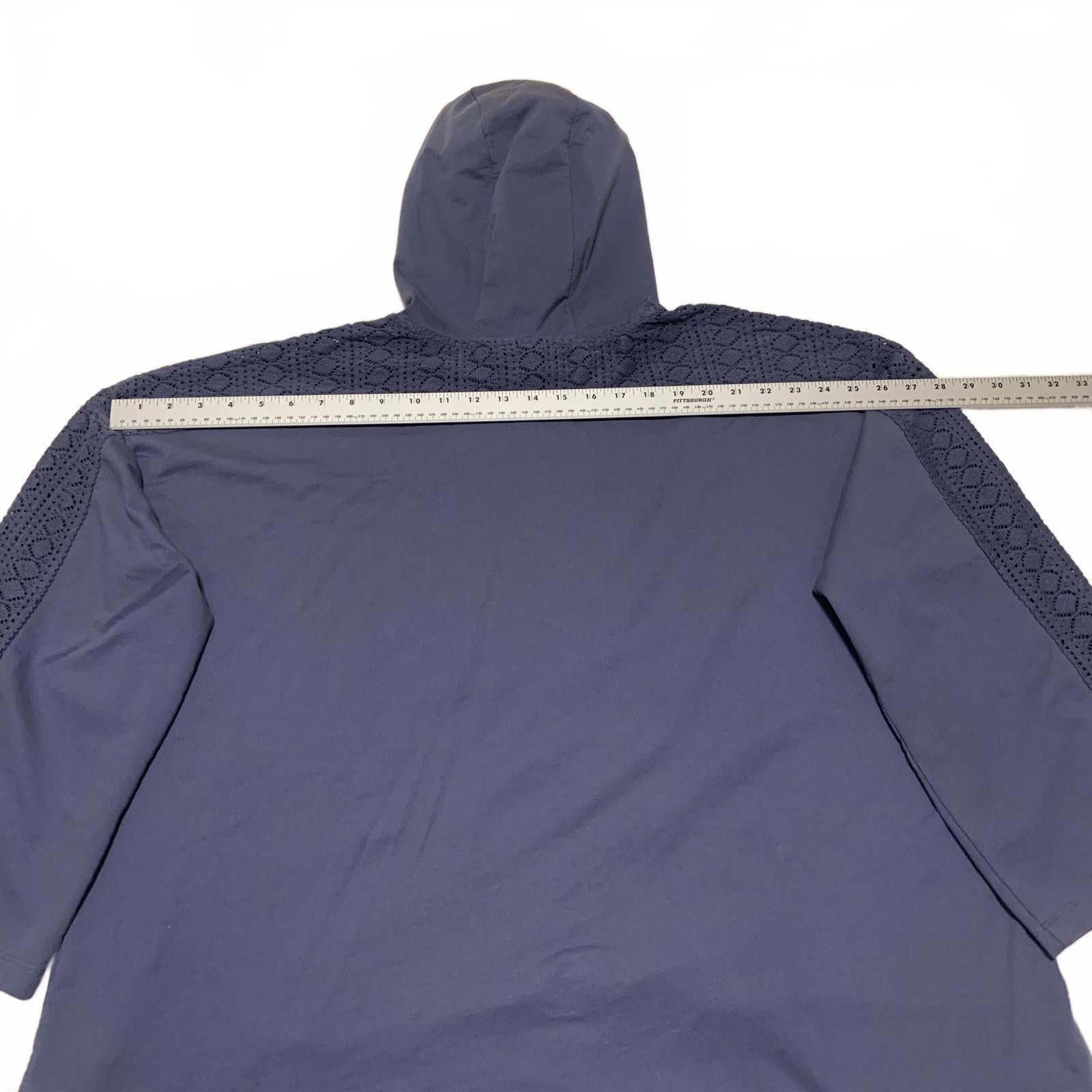 June & Vie Women's Size Large 18-20 Slate Blue Hoodie Sweatshirt Textured Detail
