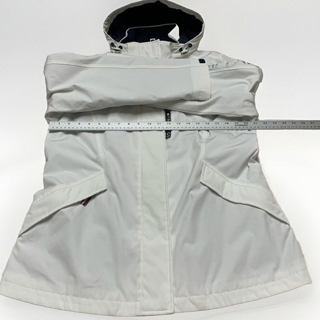Tommy Hilfiger Women's M White Weather Hood Jacket Rain Coat