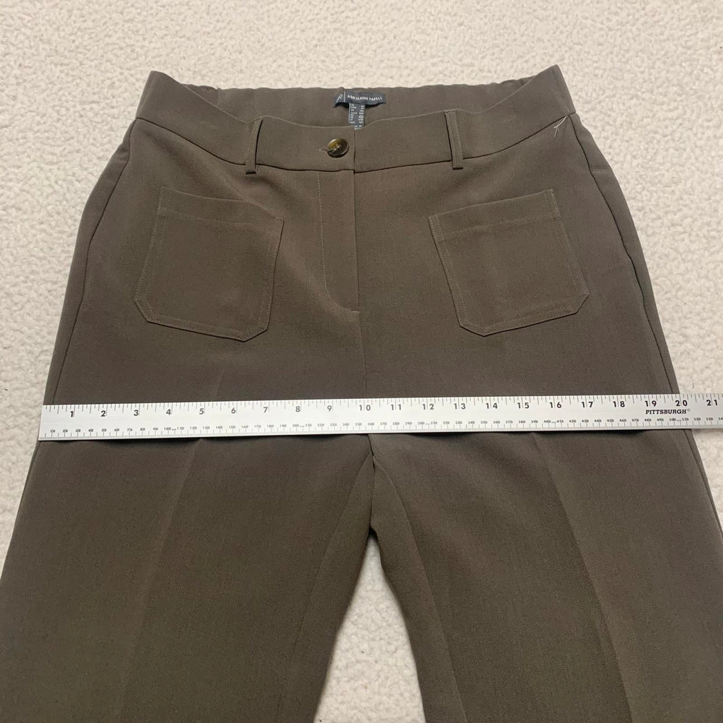 Adrianna Papell Women's Sz 8 Petite Brown Wide Leg Patch Trousers W32x26.5