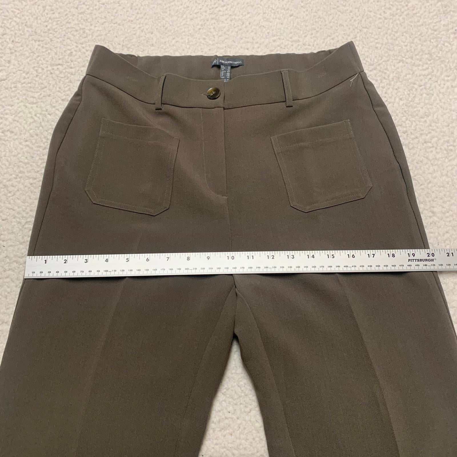 Adrianna Papell Women's Sz 8 Petite Brown Wide Leg Patch Trousers W32x26.5