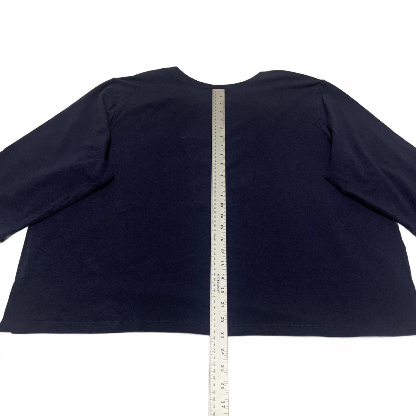 Denim & Company Navy Blue Women's Blouse Size 3X Embroidered Details
