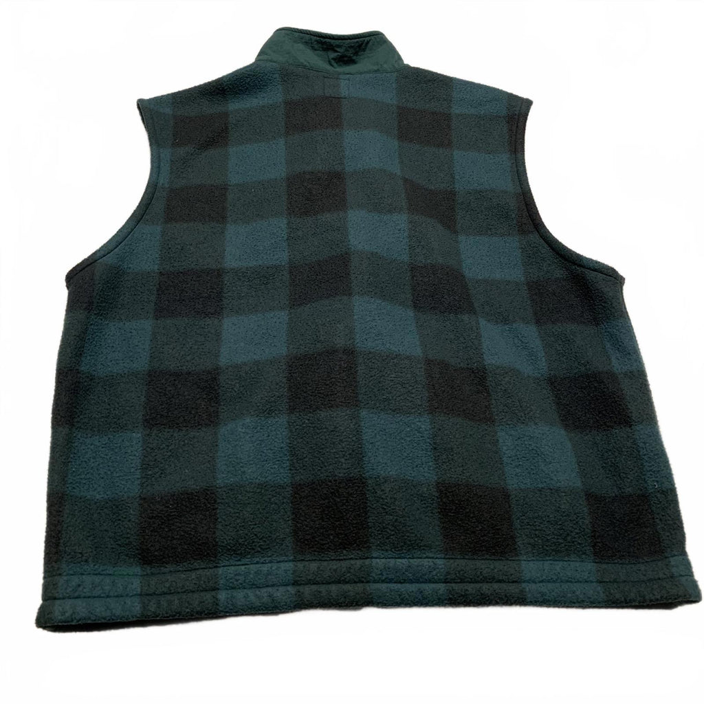 GAP Men's Size Large Buffalo Plaid Green Black Checkered Fleece Vest