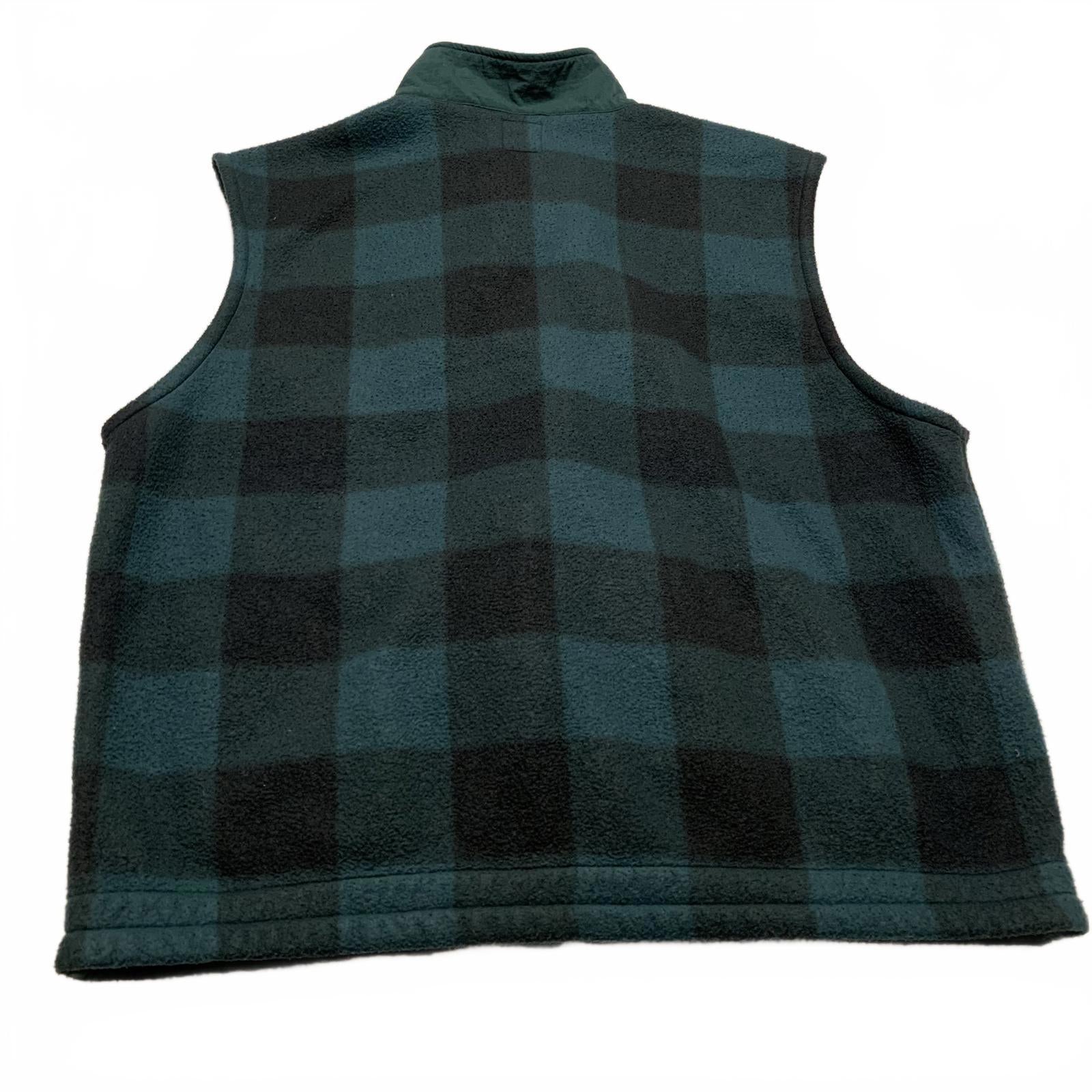 GAP Men's Size Large Buffalo Plaid Green Black Checkered Fleece Vest