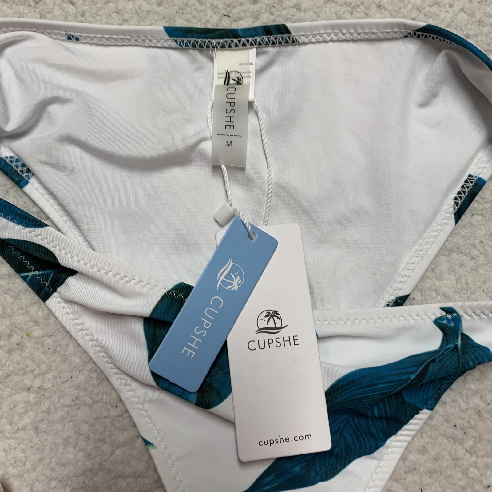 Cupshe Women's Size M  Bikini Bottoms with Blue Leaf Print
