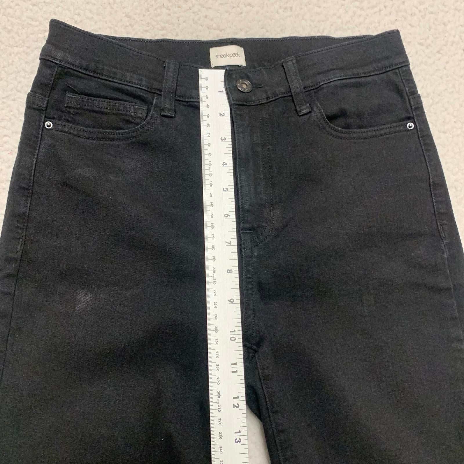 Sneak Peek Juniors Size 7 Black Wash Lace-Up Side Jeans 27.5 x 27