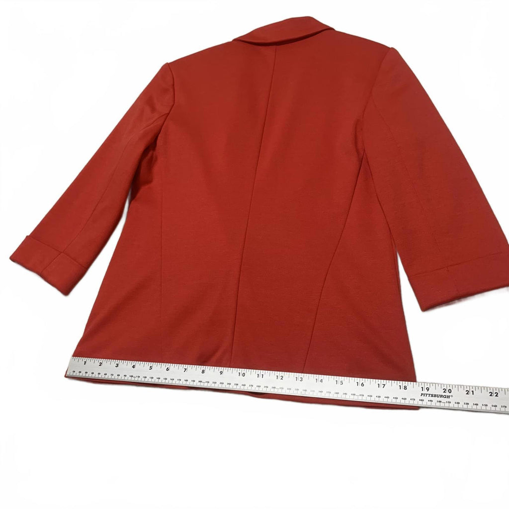 LC Lauren Conrad Women's Red Blazer Size 8 Open Front 3/4 Sleeve Stretch Jacket