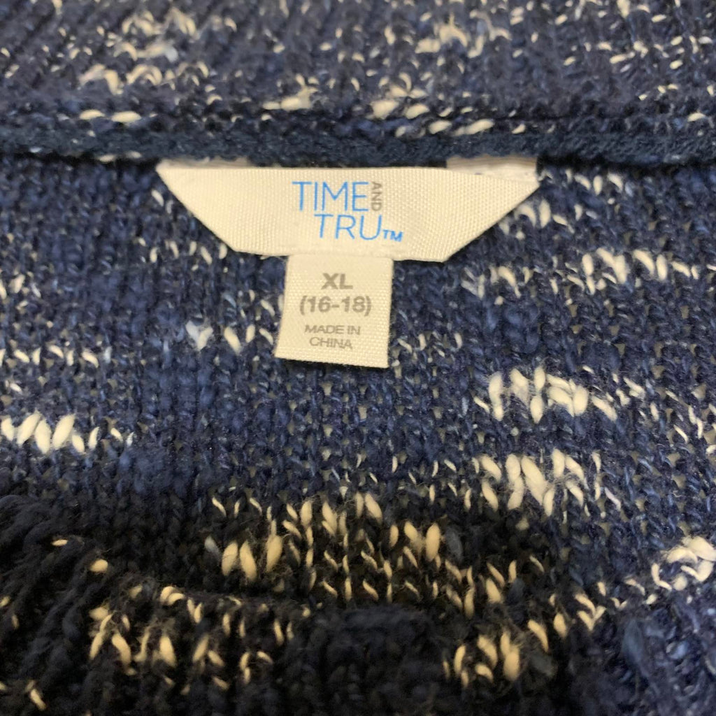 Time and True Women's Size X Large 16-18 Navy Blue Button Up Cardigan Sweater