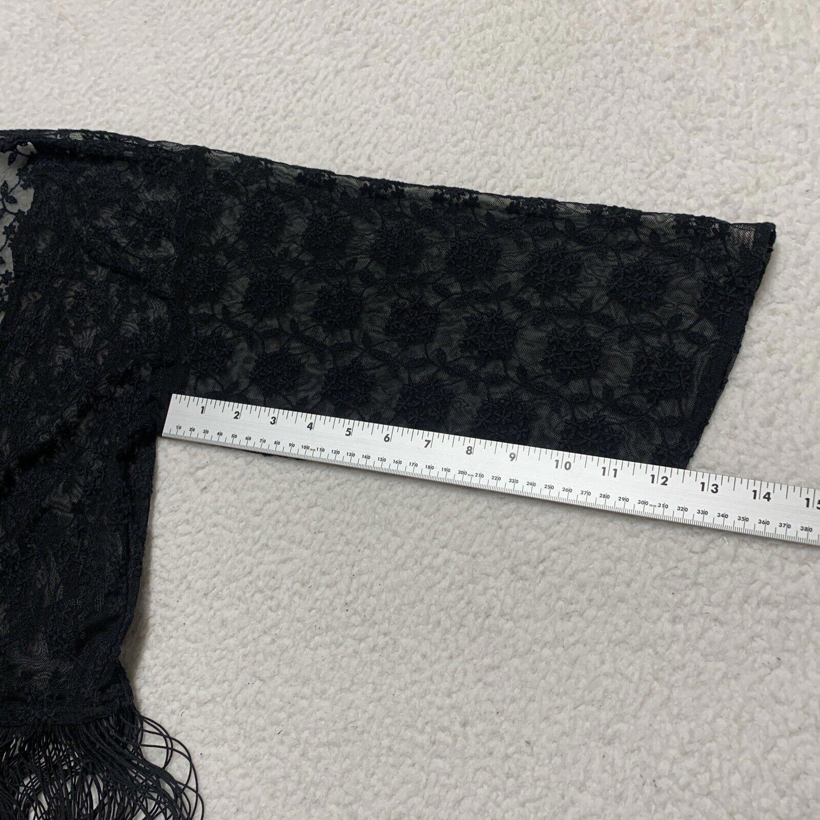 Divided H&M Women’s Size S Black Lace Fringe Shawl Ladies Scarf Boho Grunge