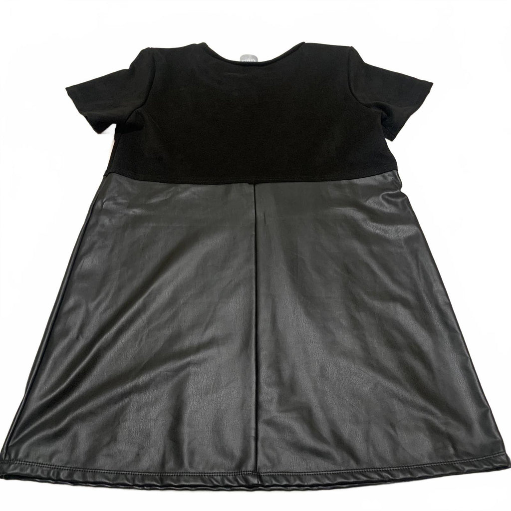 Arula Women's Size 1X Short Sleeve Casual Dress Faux Leather Skirt USA