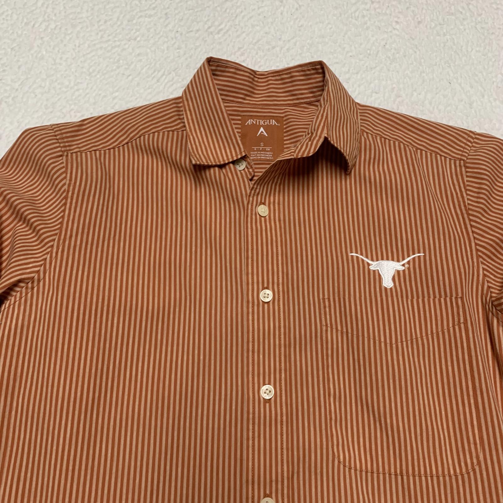 Antigua University of Texas Men’s Size Small Orange Striped Button-Up Shirt